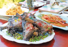 Slow-cooked lamb shanks with sweet potatoes
