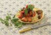 Pasta with brinjals and tomatoes
