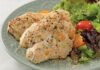 Crusted chicken breasts with lemon butter sauce