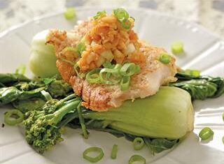 Hake & pan-wilted greens