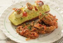 Lamb curry with dates, cream cheese and sweet potato