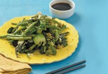 Crisp greens in a wok