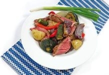 Roast vegetables & grilled porterhouse