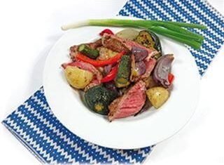 Roast vegetables & grilled porterhouse