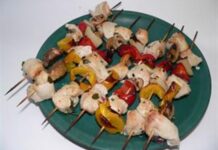 Chicken souvlakia