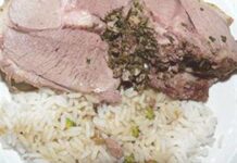 Herb-stuffed lamb