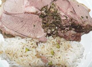 Herb-stuffed lamb