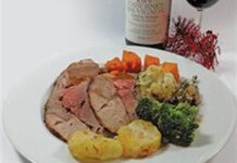 Roast lamb and vegetables