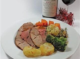 Roast lamb and vegetables