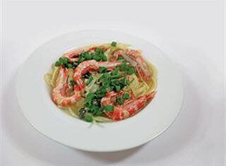 Seafood pasta with tiger prawns