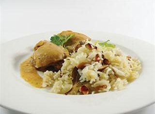 Chicken and coconut curry with pilau rice