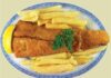 Fish, chips and sauce
