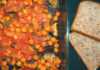 Chickpea, brinjal and tomato bake