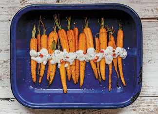 roasted carrots in a dhania-chilli-yoghurt