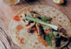 Beef and seafood roti wrap Beef and seafood roti wraps
