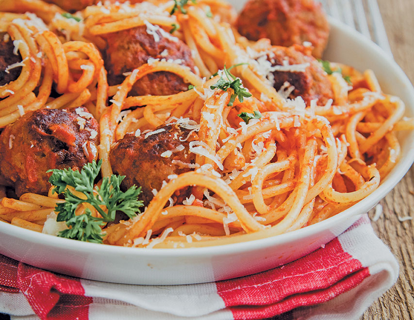 Pasta and meatballs
