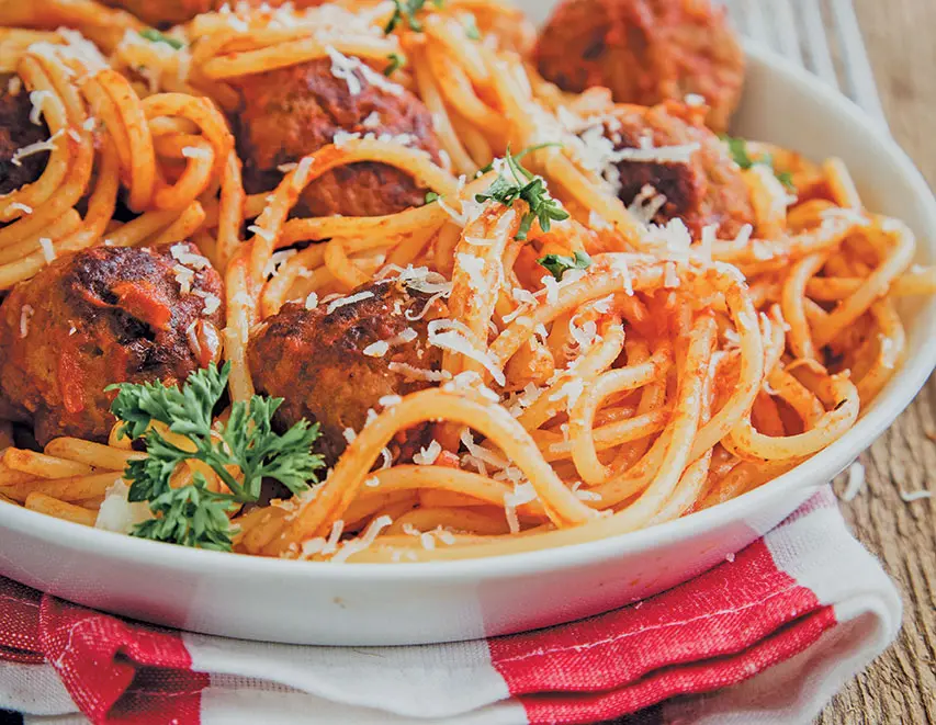 Pasta and meatballs