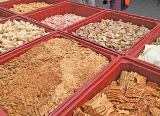 Raw materials include biscuits, ice-cream cones and chocolate