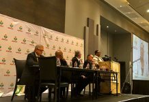 Minister of Agriculture, Land Reform and Rural Development, Thoko Didiza (far right),