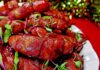 Pigs in a blanket in a sweet glaze – Serves four
