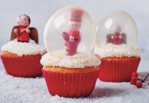 Coconut snow-globe cupcakes