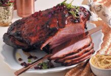Festive apricot-glazed ham – serves 12