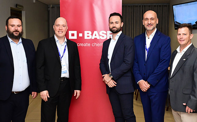 Gustavo Palerosi Carneiro, senior vice-president of BASF Agricultural Solutions for EMEA; Dr Murat Ayaz, BASF Agricultural Solutions vice-president for EMEA South; and Dr David Leiño Calleja, country manager for BASF South Africa,