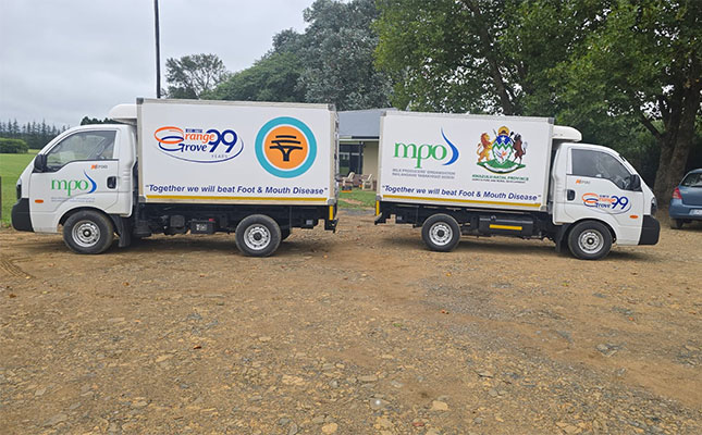 Refrigerated trucks deliver food-and-mouth disease vaccines to KZN dairy farms